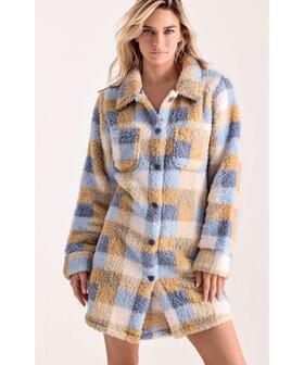 Женский короткий халат Infiore Supermadras SMD672865 из теплого кораллового флиса и меха 