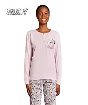 Pigiama donna a manica lunga in jersey di cotone Snoopy SND3850 