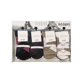 Women's short socks in warm stretch cotton with a pattern. Discover Claudine. 