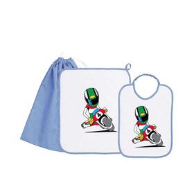 SET 3 PEZZI BAVAGLINO, ASCIUGAMANO E SACCHETTO ASILO BAMBINO SIGGI&nbsp; 