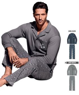 Pigiama aperto in jersey di cotone caldo Infiore Uomo Timeout TMT753635 