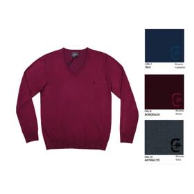 MĘSKI SWETER TRYKOTOWY Z DŁUGIM RĘKAWEM V-NECK COVERI TR1721 