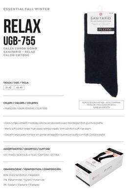Calzettone lungo&nbsp;uomo bordo comfort in caldo cotone Pezzini UGB-755 RELAX 