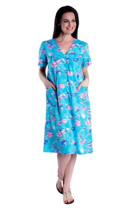 ABITO DONNA&nbsp; A&nbsp; MANICHE CORTE IN JERSEY DI COTONE FLORA V138&nbsp; 