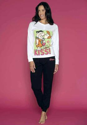 The Flinstones Women&#39;s Long Sleeve Cotton Jersey Pyjamas WBD2653 