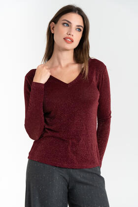 FIORENZA AMADORI M1475 WOMEN&#39;S V-NECK LUREX SWEATER 