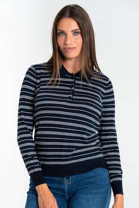 POLO DONNA RIGHE MANICA LUNGA FIORENZA AMADORI 6257 