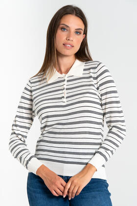 POLO DONNA RIGHE MANICA LUNGA FIORENZA AMADORI 6257 