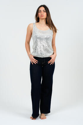 CANOTTA DONNA A SPALLA LARGA CON PAILLETTES FIORENZA AMADRI T1415
&nbsp; 