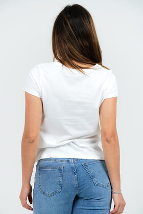 WOMEN&#39;S T-SHIRT WITH TULLE FLOWER FIORENZA AMADORI 32783 
