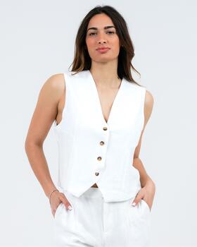 WOMEN&#39;S LINEN EFFECT VEST FIORENZA AMADORI J162 
