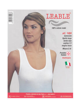 Canottiera donna in cotone spalla larga Leable 1404 Tg.3/6 Bianco 