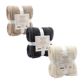 Plaid tinta unita coral e sherpa Dudu Solid&nbsp; 