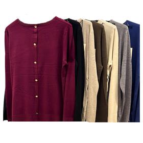 FLORA FL4002 WOMEN&#39;S CREW NECK LUREX SWEATER WITH BACK BUTTONS 