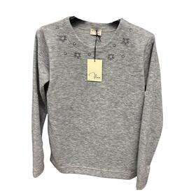 WOMEN&#39;S CREW NECK SWEATER WITH FLORA RHINESTONE DECORATION 2545 