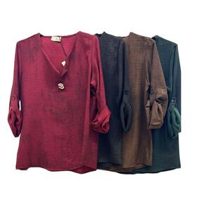 BLUSA DONNA TINTA UNITA FLORA 25606 