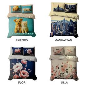 COMPLETO LETTO MATRIMONIALE CON STAMPA DIGITALE BIANCALUNA MISS TERRY 