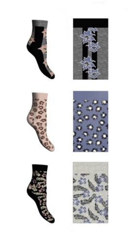 Short women&#39;s socks in TRI-PACK assorted pattern 