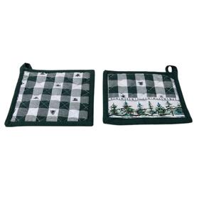 Set of 2 Winter Forest 18x18 kitchen potholders 