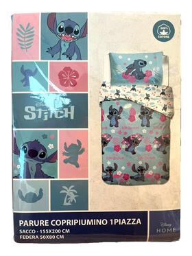 PARURE COPRIPIUMINO COTONE DISNEY STITCH BAMBINA 1 PIAZZA&nbsp;&nbsp; 