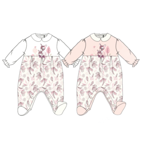 BABY GIRL&#39;S WHOLE CHENILLE ROMPER WITH LP FEET BQ3164 