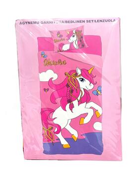 COMPLETO LETTO BAMBINA COTONE STAMPA UNICORNO 1 PIAZZA&nbsp;&nbsp; 