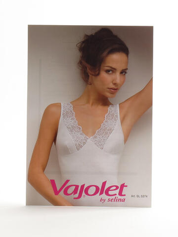 Canotta spalla larga donna in cotone scollo v con pizzo Vajolet 5374 - CIAM Centro Ingrosso Abbigliamento