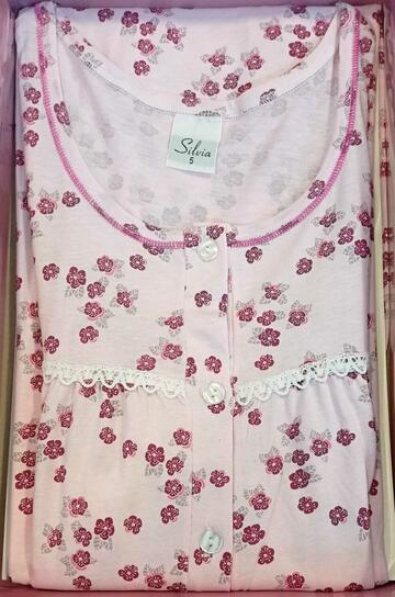 Camicia da notte donna spalla larga in jersey di cotone Silvia 1020 - CIAM Centro Ingrosso Abbigliamento