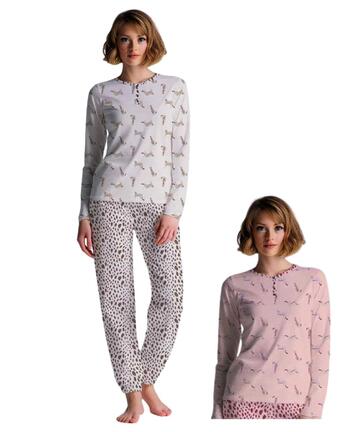 Cippi 1052 Women's Cotton Jersey Henley Pajamas - CIAM Centro Ingrosso Abbigliamento