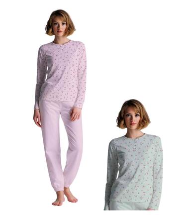 Cippi 1055 Women's Cotton Jersey Henley Pajamas - CIAM Centro Ingrosso Abbigliamento