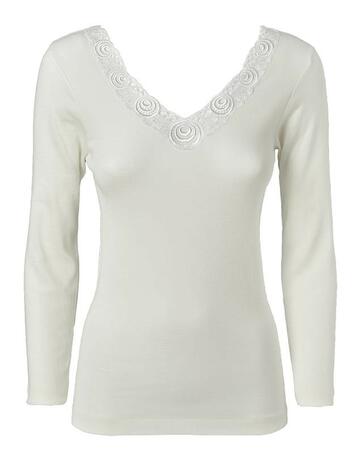 Женская рубашка нижнего белья из смесовой шерсти с длинными рукавами и кружевом Gicipi 123 - CIAM Centro Ingrosso Abbigliamento