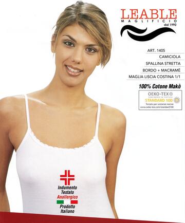 Canottiera in cotone spalla stretta con pizzo Leable 1405 Tg.3/6 - CIAM Centro Ingrosso Abbigliamento