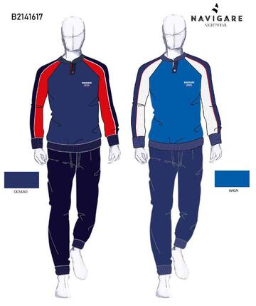 Men's long-sleeved cotton jersey pajamas Navigare 141617 - CIAM Centro Ingrosso Abbigliamento