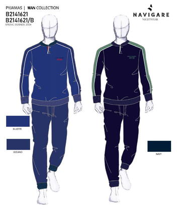 Men's long-sleeved cotton jersey pajamas Navigare 141621 - CIAM Centro Ingrosso Abbigliamento