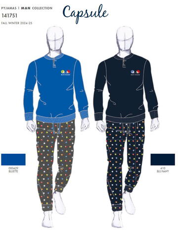 Men's pajamas in warm cotton jersey Navigare 141751 - CIAM Centro Ingrosso Abbigliamento