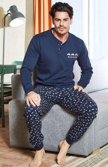 Men's pajamas in warm cotton jersey Navigare 141753 - CIAM Centro Ingrosso Abbigliamento