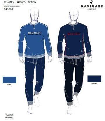Pigiama uomo in jersey di cotone manica lunga Navigare 141801 - CIAM Centro Ingrosso Abbigliamento