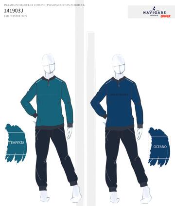 Pigiama da ragazzo in caldo cotone Navigare 141903J - CIAM Centro Ingrosso Abbigliamento