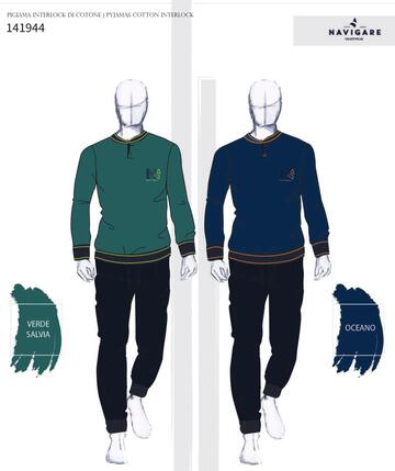 Navigare 141944 Men's Warm Cotton Jersey Pajamas - CIAM Centro Ingrosso Abbigliamento