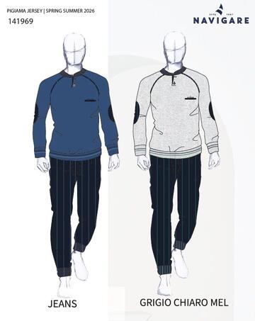 Pigiama uomo in jersey di cotone a manica lunga Navigare 141969 - CIAM Centro Ingrosso Abbigliamento