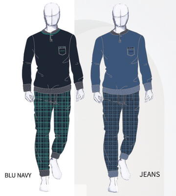 Pigiama uomo in jersey di cotone a manica lunga Navigare 141974