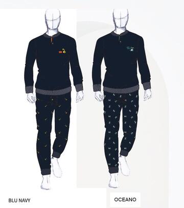 Pigiama uomo in jersey di cotone a manica lunga Navigare 142005 - CIAM Centro Ingrosso Abbigliamento