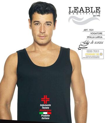 Men's wide shoulder undershirt in mercerized cotton Leable 1531 - CIAM Centro Ingrosso Abbigliamento