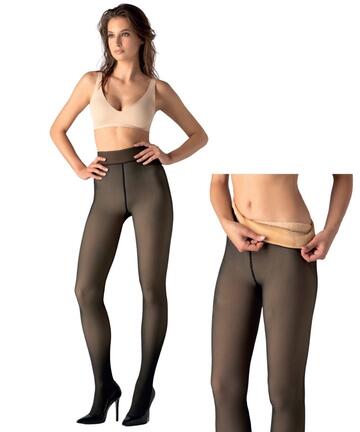 Collant donna effetto velato con calda felpa orsetto interna Gladys COD1787