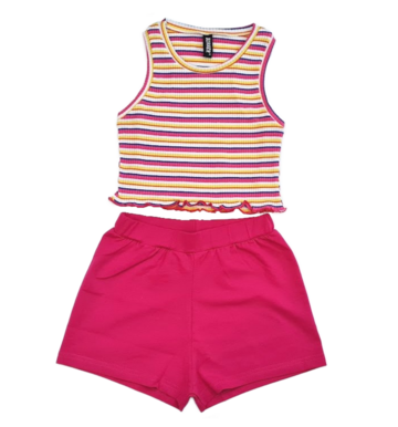 COMPLETO RAGAZZA SMANICATO GIROCOLLO E SHORT BURBER BR80491F 8-14 anni - CIAM Centro Ingrosso Abbigliamento