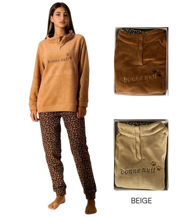 Kuvee' 21500 Women's Warm Coral Fleece Pajamas - CIAM Centro Ingrosso Abbigliamento