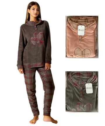 Pigiama donna in caldo pile coral Kuvee' 21503
