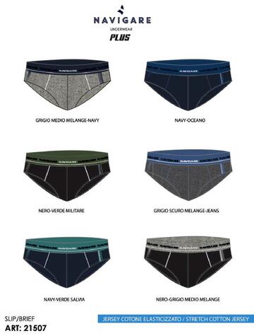 Navigare 21507 Men's Stretch Cotton Briefs - CIAM Centro Ingrosso Abbigliamento