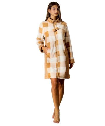 Vestaglia donna con zip in caldo pile coral Kuvee' 21521