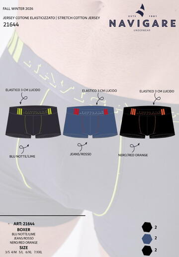 Boxer uomo in cotone elasticizzato Navigare 21644